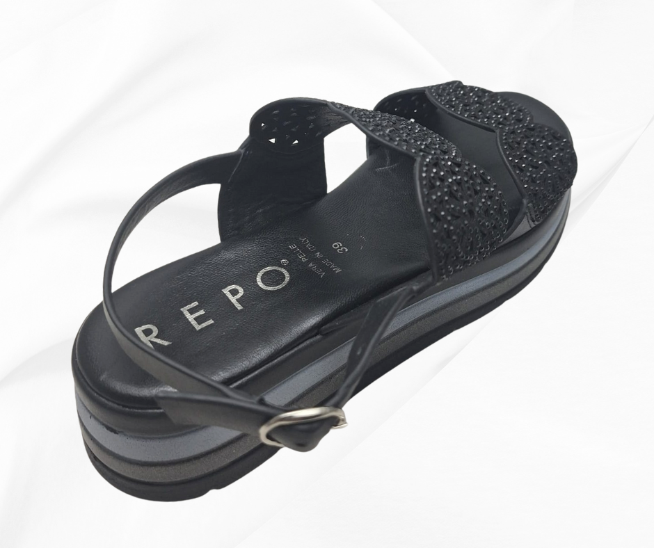 REPO 11277 NERO sandalo comodo donna con cinturino