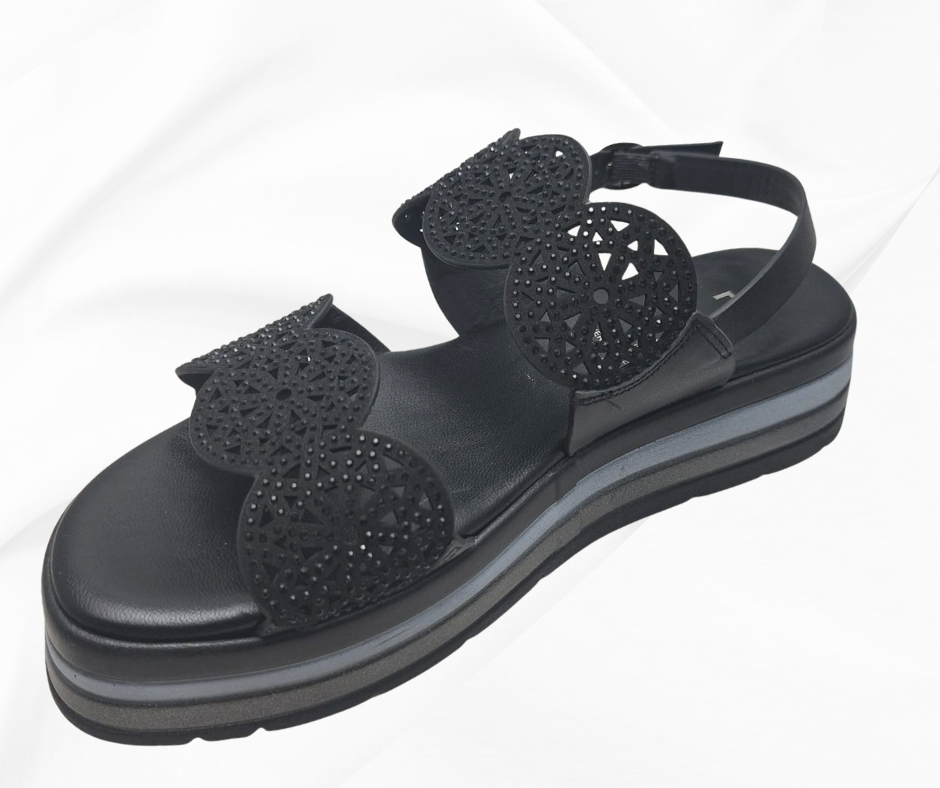 REPO 11277 NERO sandalo comodo donna con cinturino