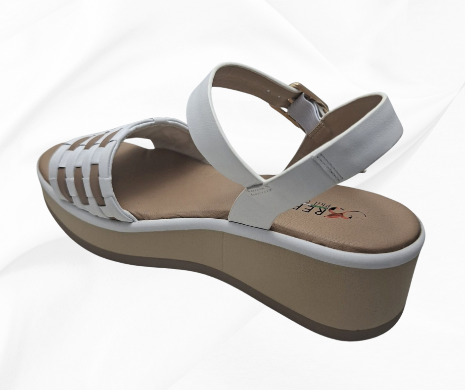 REPO 84406 BIANCO sandalo comodo con zeppa
