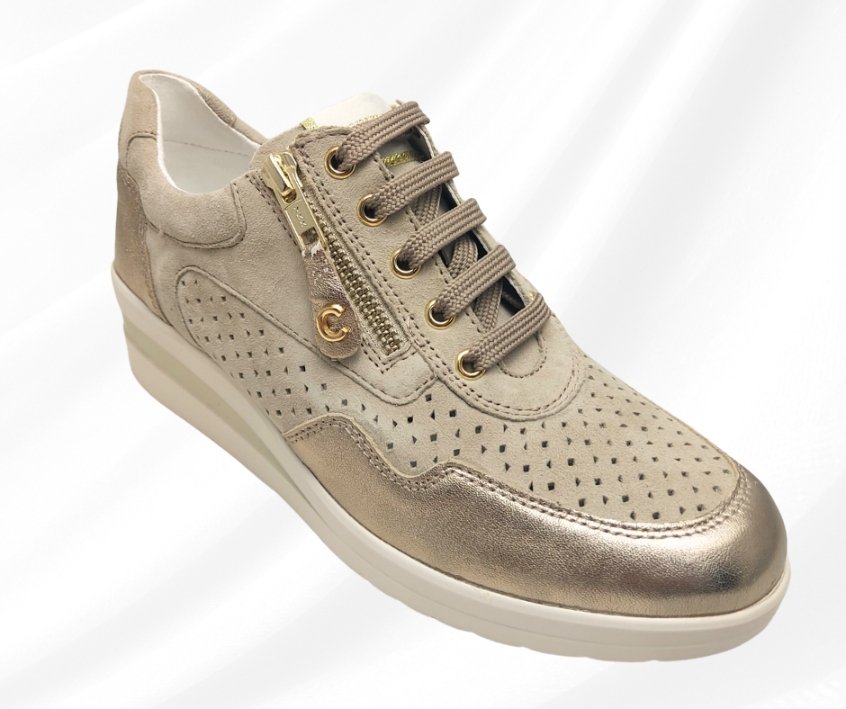 CINZIA SOFT 121458 SABBIA scarpa comoda donna con lacci e lampo