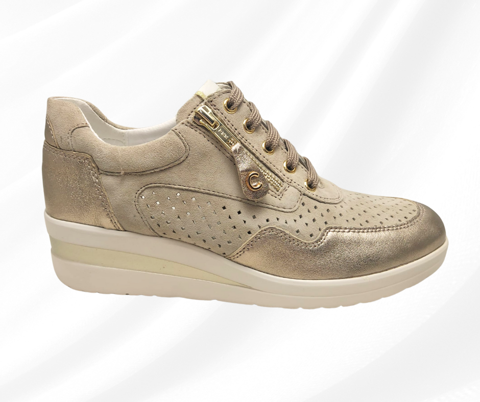 CINZIA SOFT 121458 SABBIA scarpa comoda donna con lacci e lampo