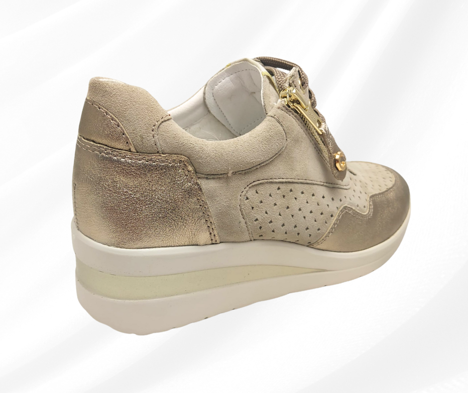 CINZIA SOFT 121458 SABBIA scarpa comoda donna con lacci e lampo