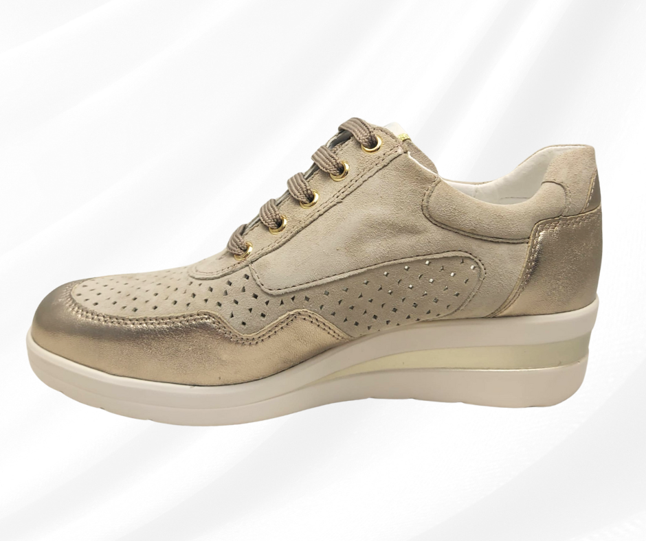 CINZIA SOFT 121458 SABBIA scarpa comoda donna con lacci e lampo