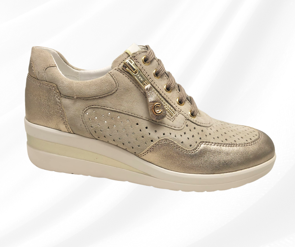 CINZIA SOFT 121458 SABBIA scarpa comoda donna con lacci e lampo