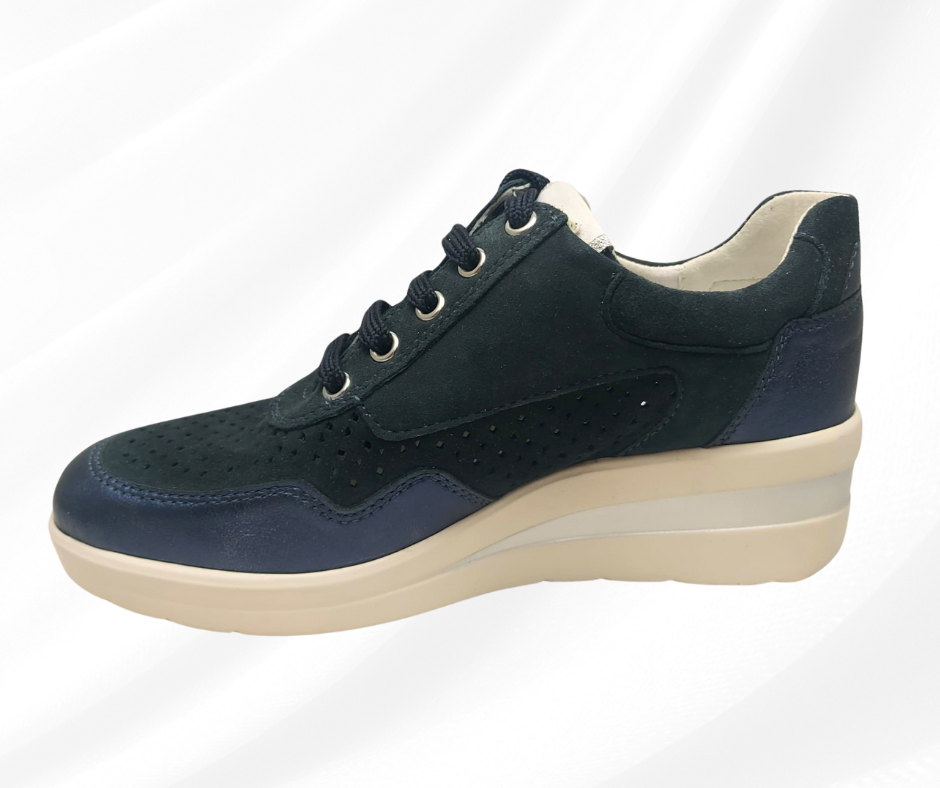 CINZIA SOFT 121458 BLU scarpa comoda donna con lacci e lampo