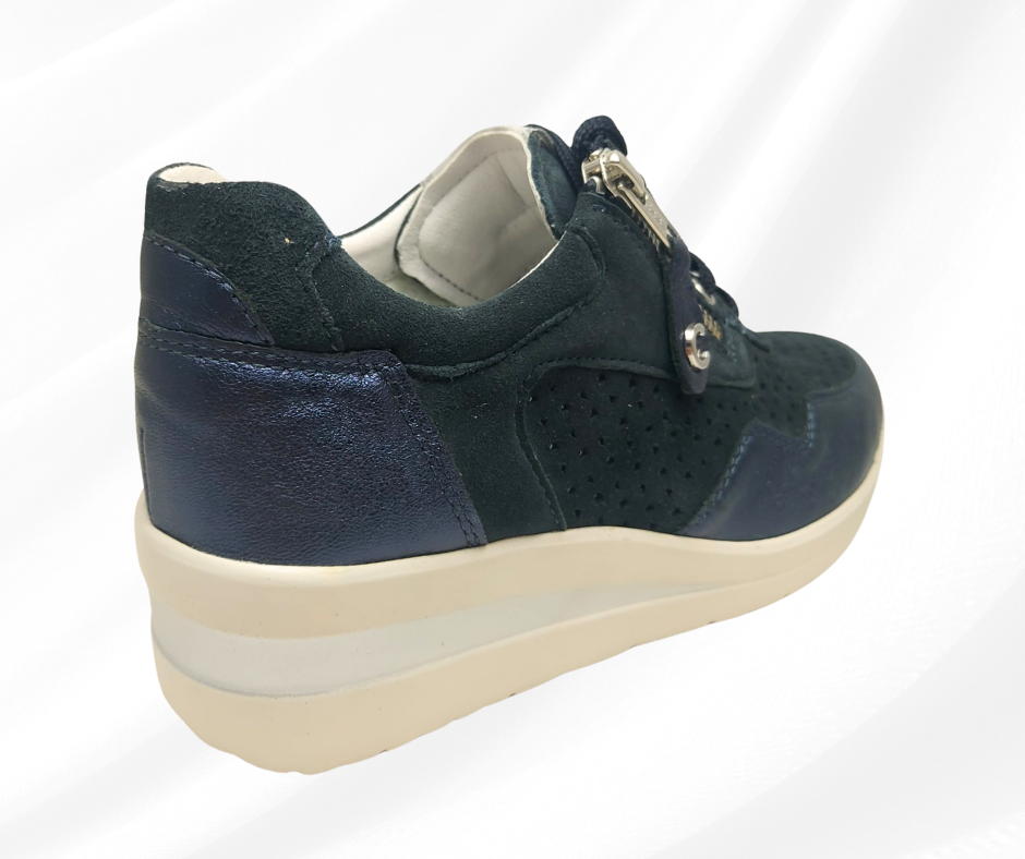 CINZIA SOFT 121458 BLU scarpa comoda donna con lacci e lampo