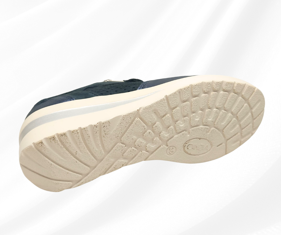 CINZIA SOFT 121458 BLU scarpa comoda donna con lacci e lampo