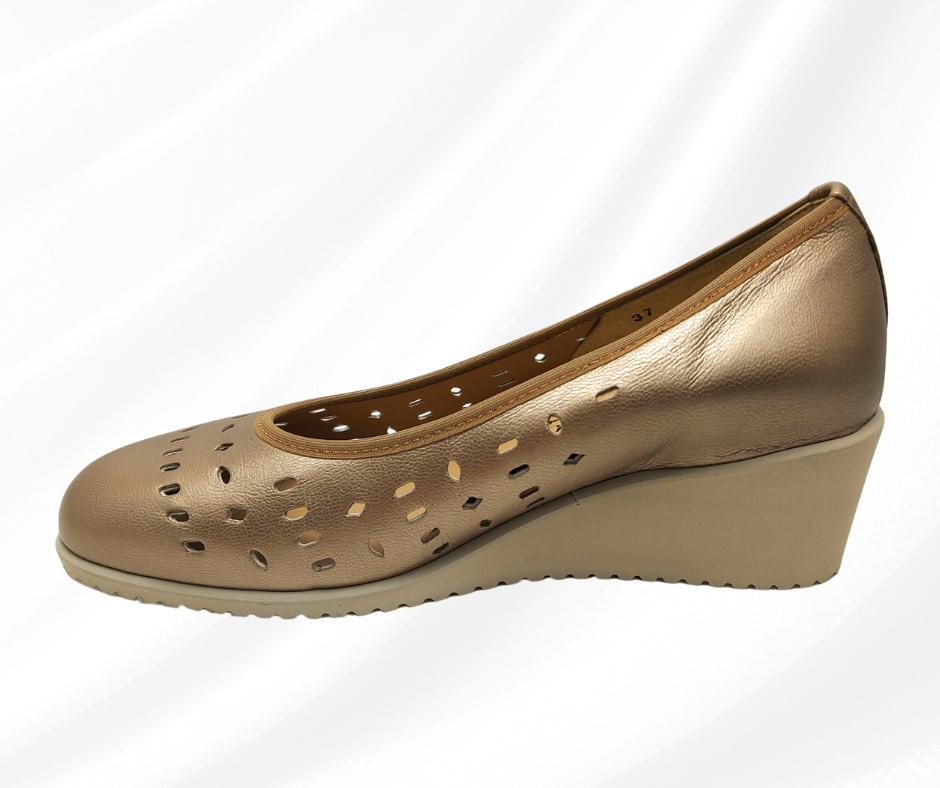 Anastasio 1244 taupe scarpa comoda donna con zeppa predisposta per plantari
