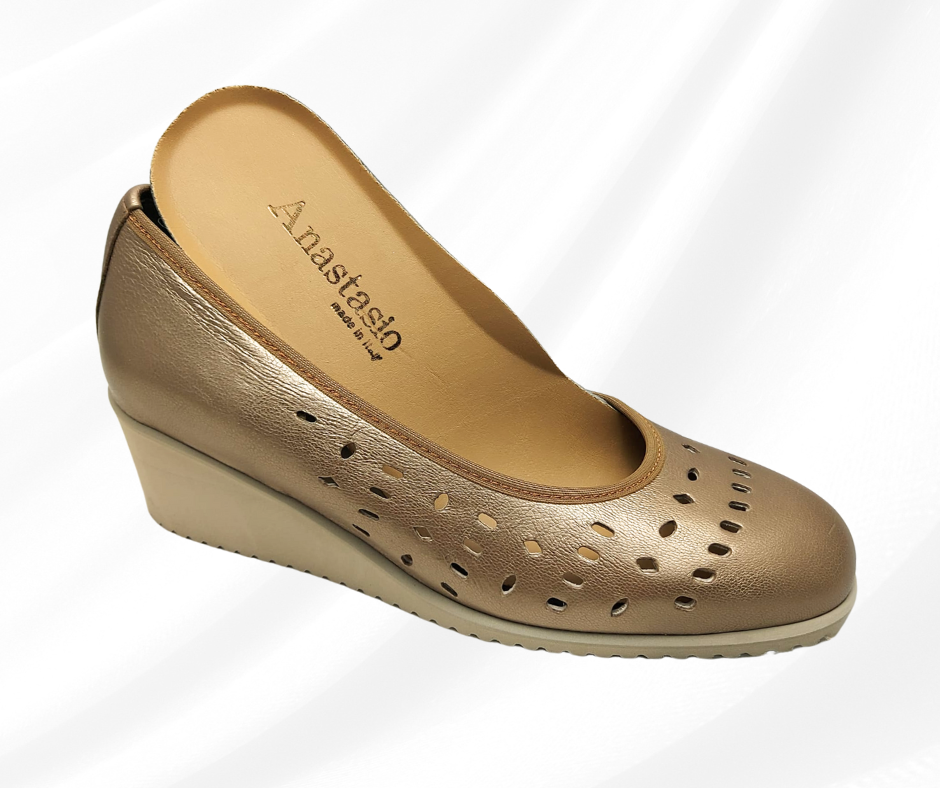 Anastasio 1244 taupe scarpa comoda donna con zeppa predisposta per plantari