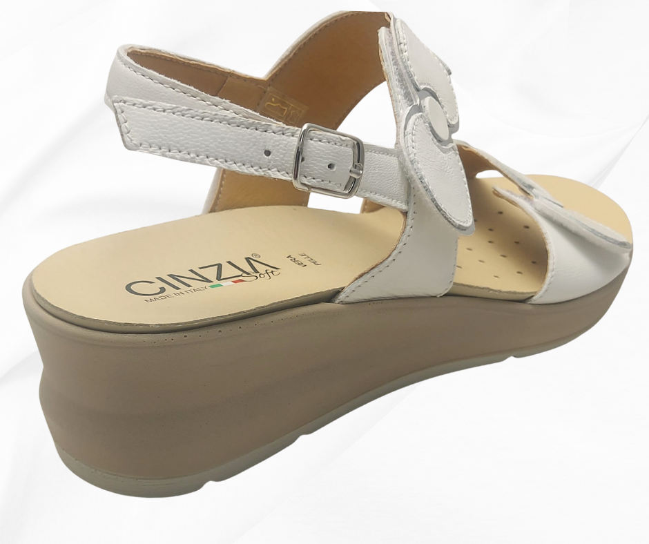 CINZIA SOFT 13637 BIANCO sandalo comoda con doppio stretch