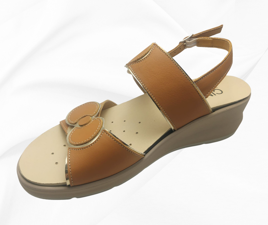 CINZIA SOFT 13637 COGNAC sandalo comoda con doppio stretch