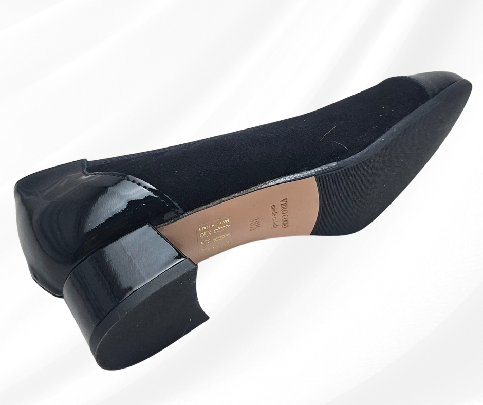 CONFORT 1418 NERO decolte' con tacco in camoscio