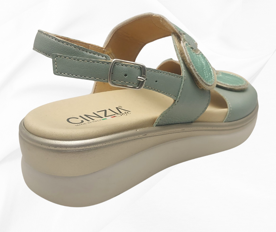 CINZIA SOFT 20637 VERDE sandalo comoda con doppio stretch