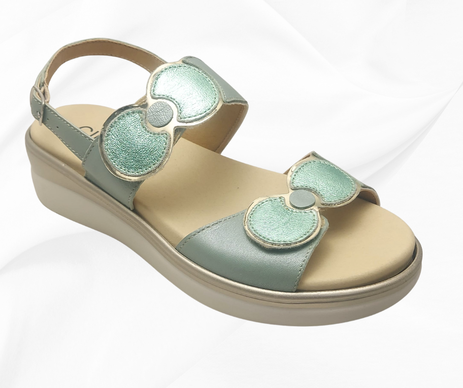 CINZIA SOFT 20637 VERDE sandalo comoda con doppio stretch
