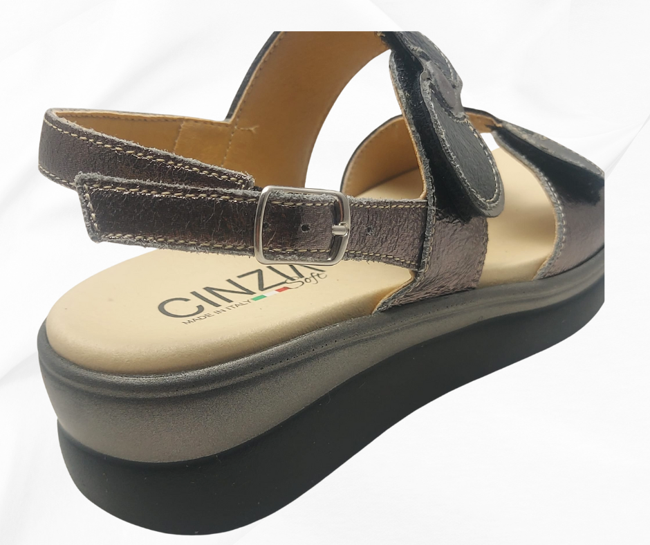 CINZIA SOFT 20637 carbon sandalo comoda con doppio stretch