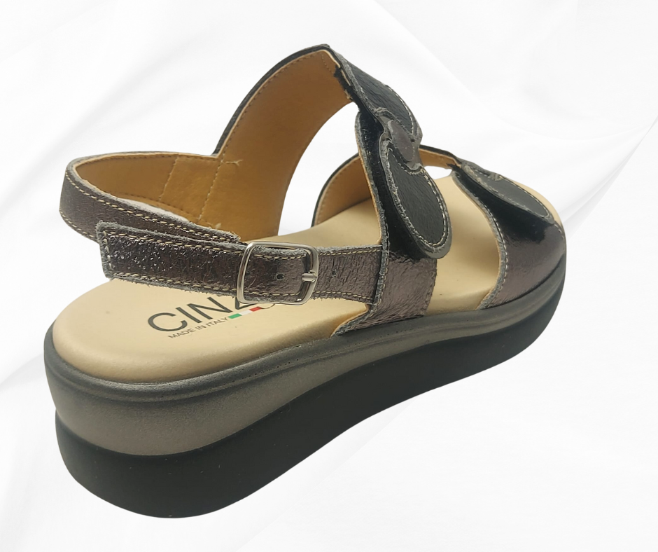 CINZIA SOFT 20637 carbon sandalo comoda con doppio stretch