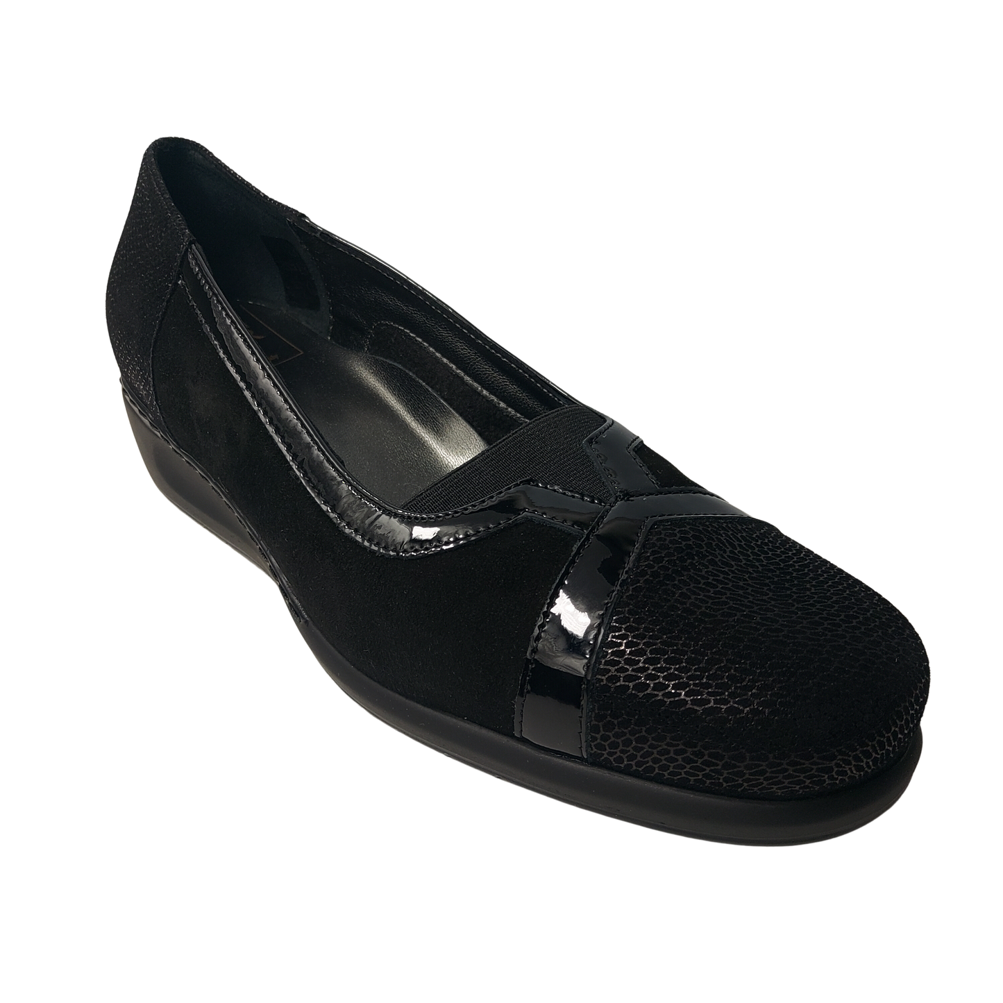 CONFORT 2102 NERO scarpa comoda donna con zeppa bassa