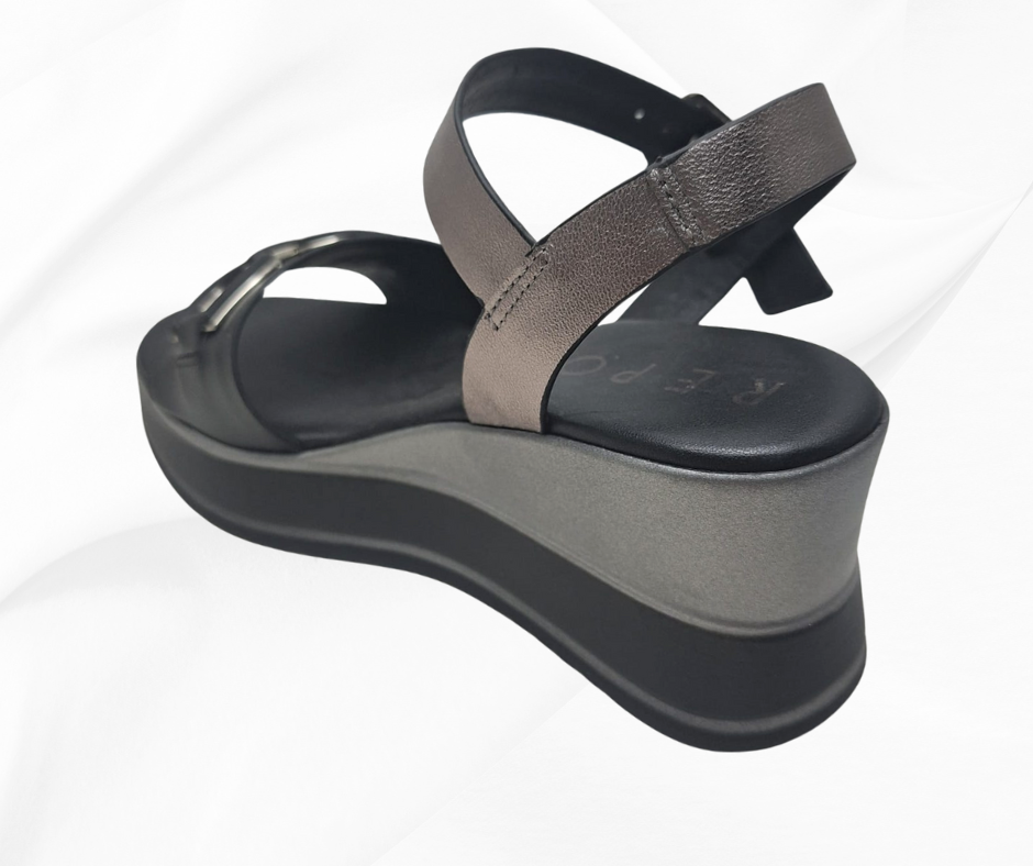 REPO 21215 NERO sandalo comodo donna con zeppa