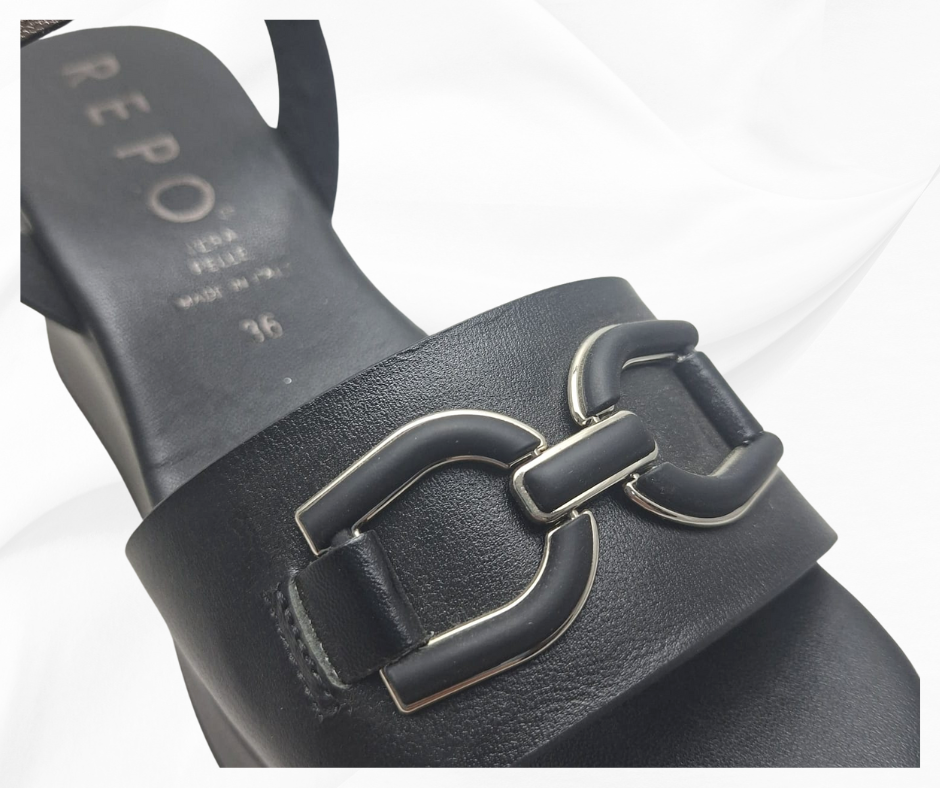 REPO 21215 NERO sandalo comodo donna con zeppa