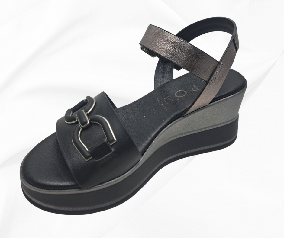 REPO 21215 NERO sandalo comodo donna con zeppa