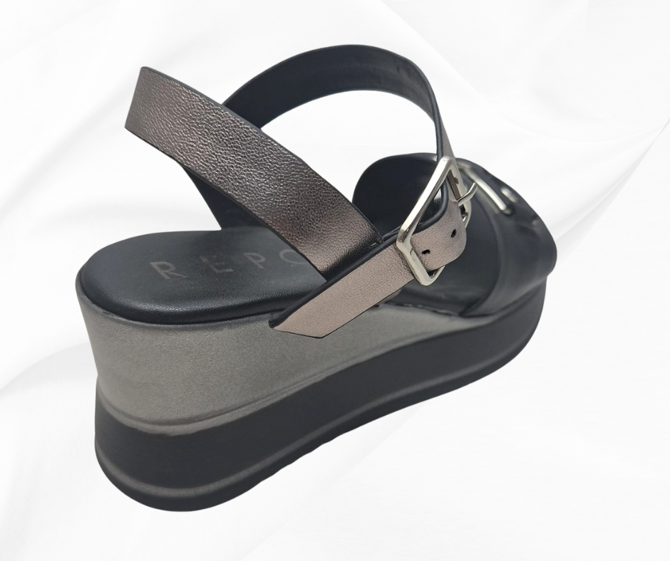 REPO 21215 NERO sandalo comodo donna con zeppa