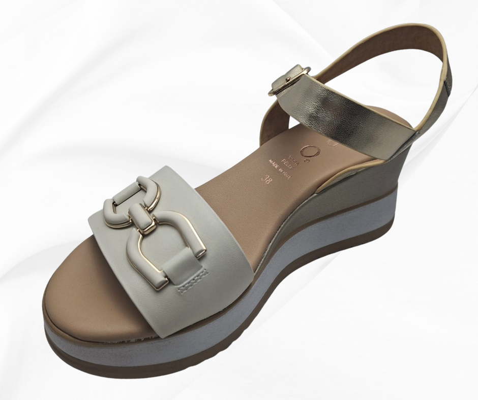 REPO 21215 AVORIO sandalo comodo donna con zeppa