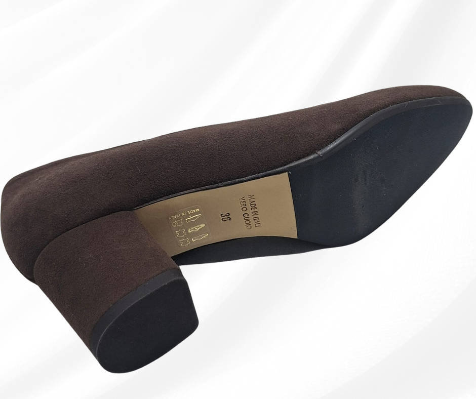 CONFORT 2143 NUTELLA decolte' con tacco in camoscio