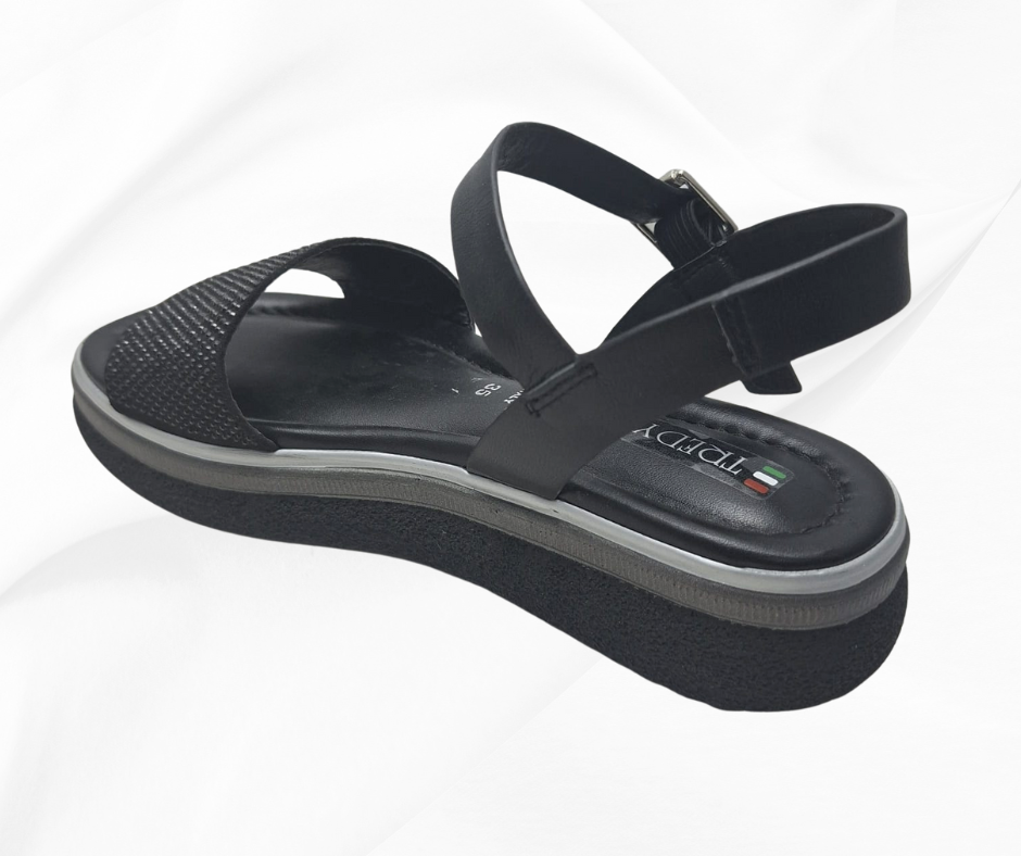 REPO 2380223 NERO sanda comodo donna in pelle con fibbia