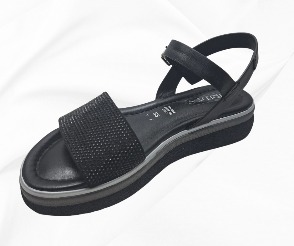 REPO 2380223 NERO sanda comodo donna in pelle con fibbia