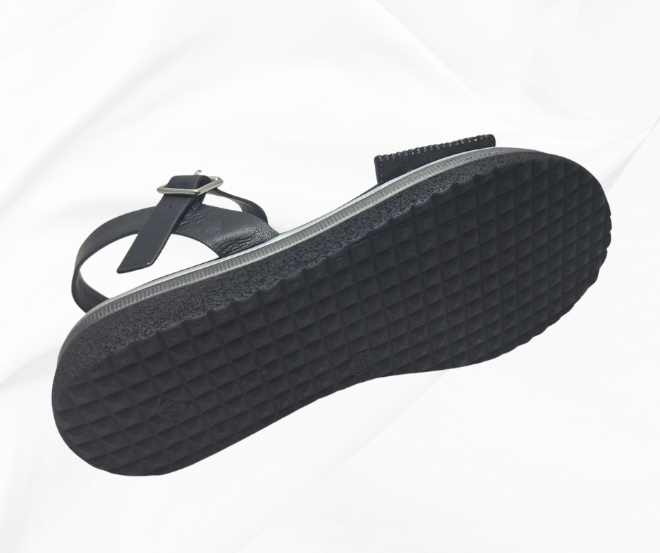 REPO 2380223 NERO sanda comodo donna in pelle con fibbia