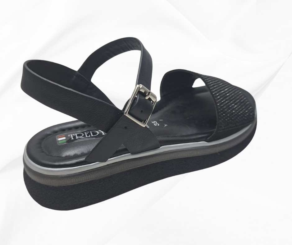 REPO 2380223 NERO sanda comodo donna in pelle con fibbia