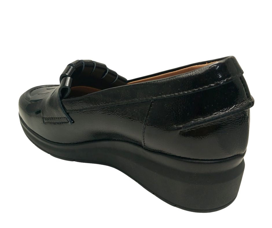 CONFORT 2430 NAPL NERO scarpa comoda donna accollata in pelle lucida