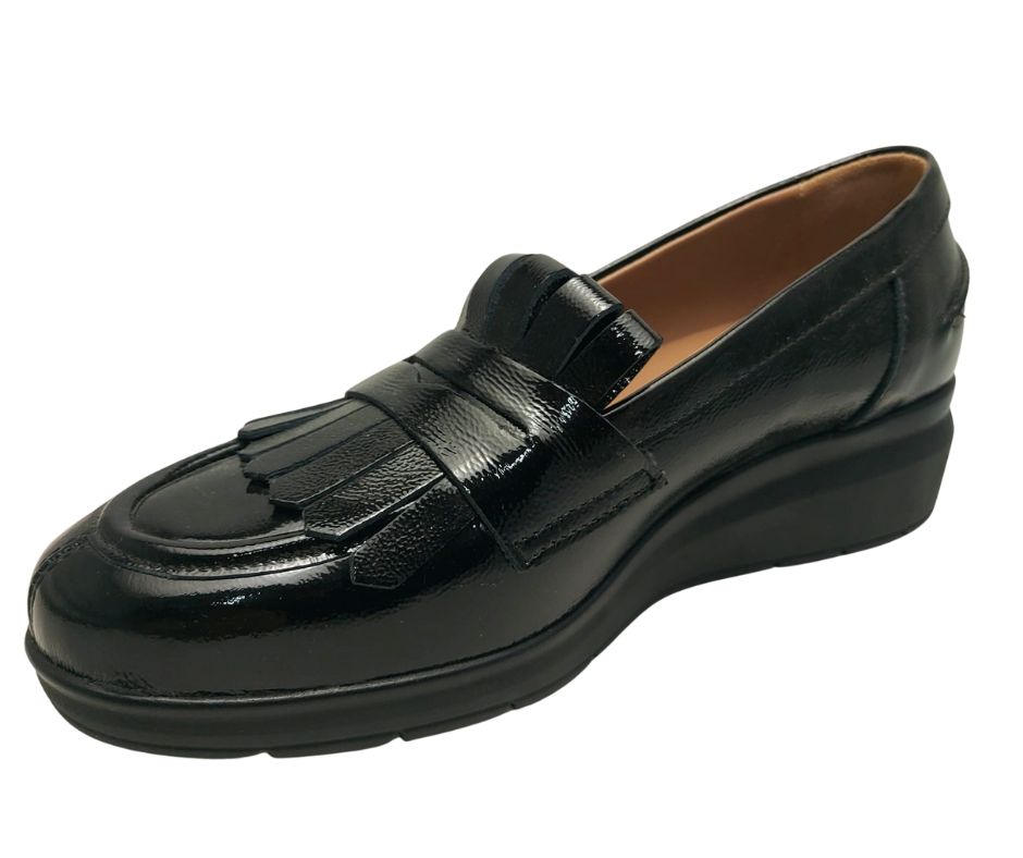 CONFORT 2430 NAPL NERO scarpa comoda donna accollata in pelle lucida