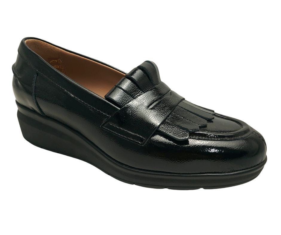 CONFORT 2430 NAPL NERO scarpa comoda donna accollata in pelle lucida
