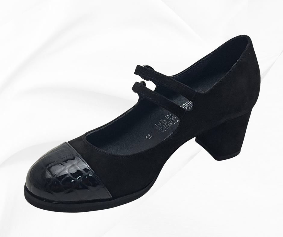 CMC 2466 NERO scarpa molto comoda con tacco e cinturino