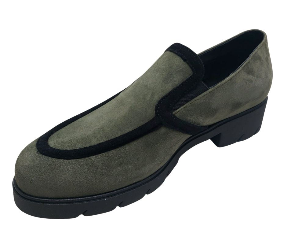 CONFORT 2474 VERDONE scarpa comoda donna accollata in camoscio