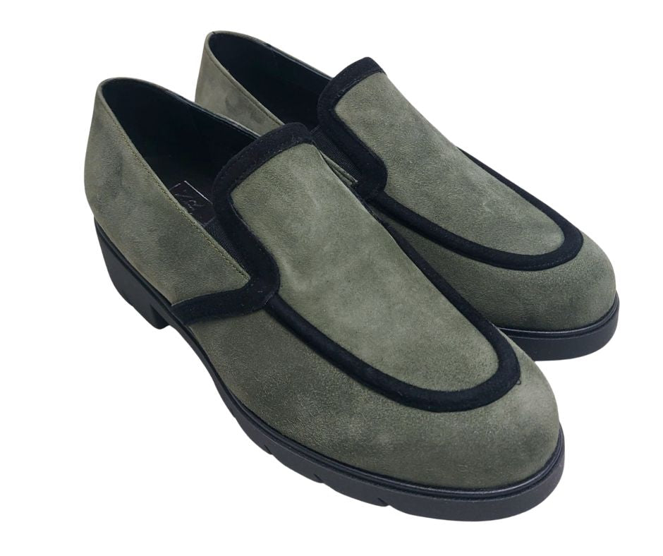 CONFORT 2474 VERDONE scarpa comoda donna accollata in camoscio