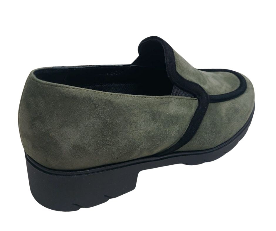 CONFORT 2474 VERDONE scarpa comoda donna accollata in camoscio