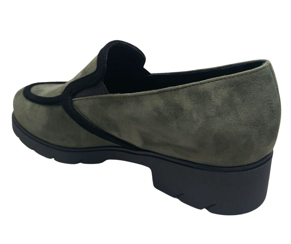 CONFORT 2474 VERDONE scarpa comoda donna accollata in camoscio