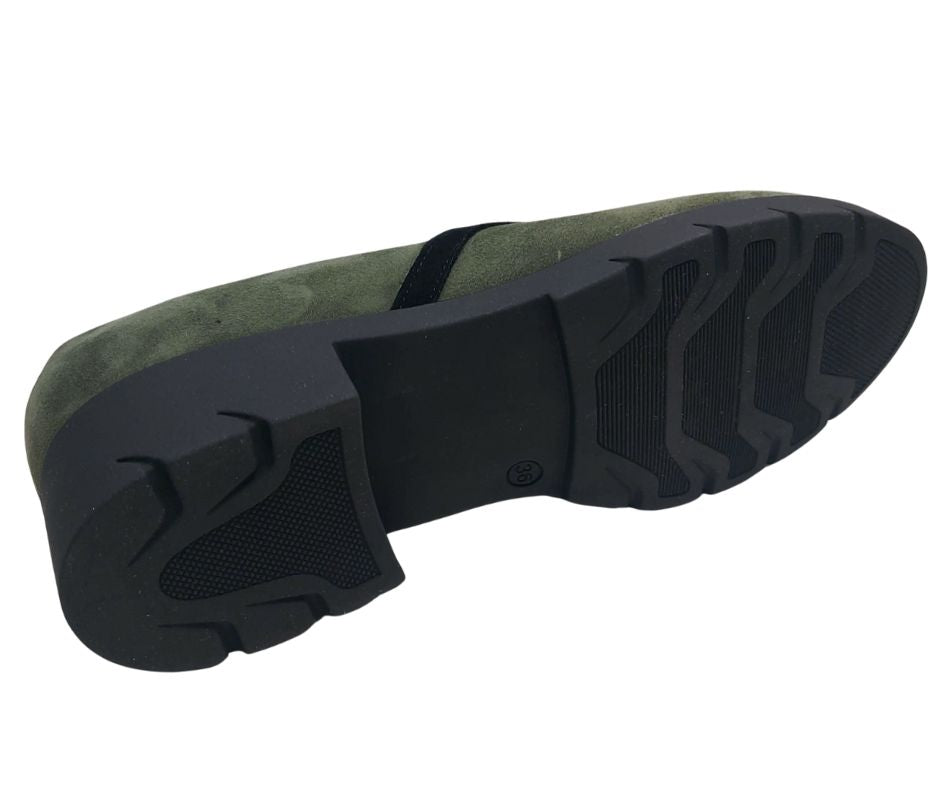 CONFORT 2474 VERDONE scarpa comoda donna accollata in camoscio