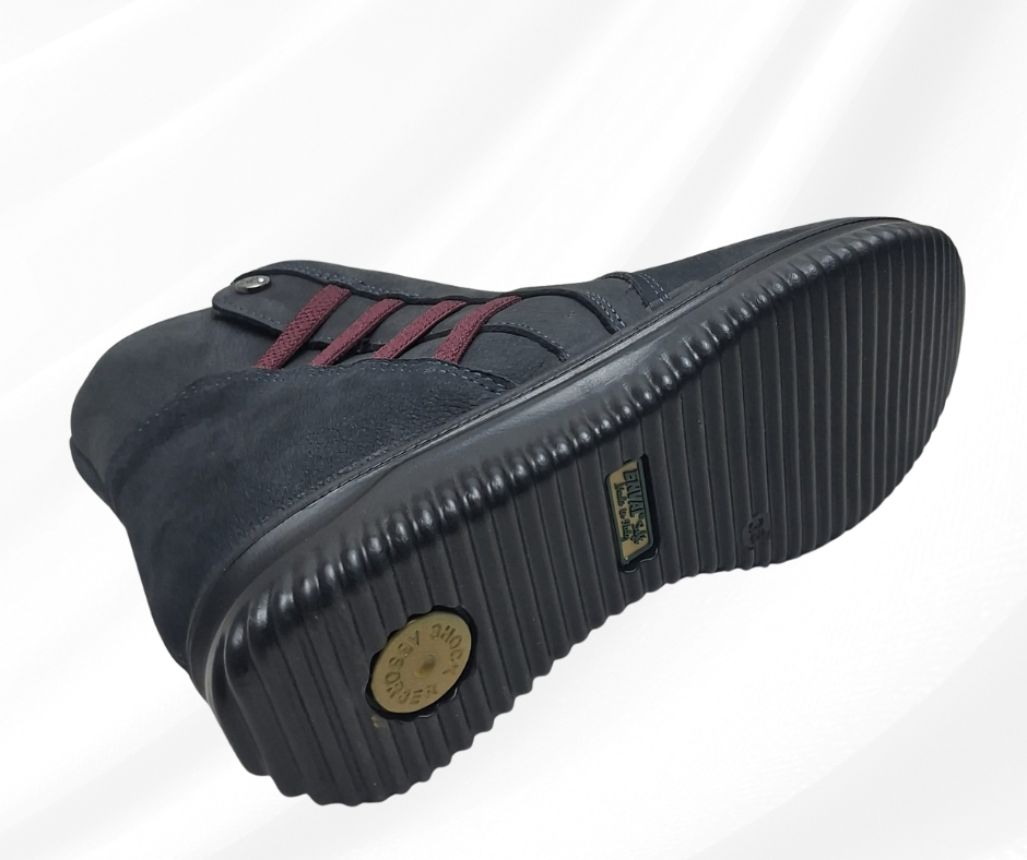 Stivaletto con zeppa bassa in nabuk blu enval soft 27682 blu