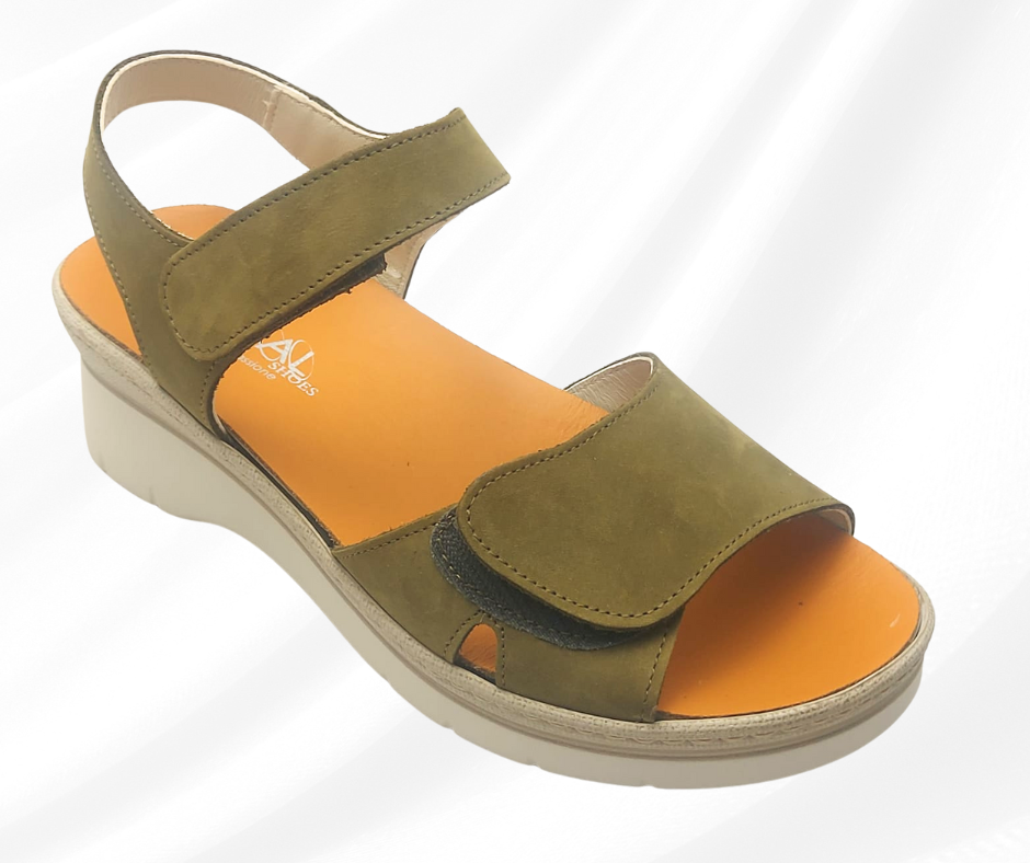 MARAL SHOES 360G MILITARE sandalo con doppio stretch a pianta larga