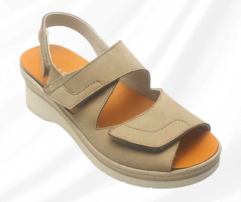 MARAL SHOES 362G CAMMELLO sandalo con doppio stretch a pianta larga