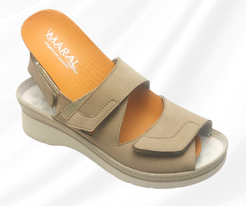 MARAL SHOES 362G CAMMELLO sandalo con doppio stretch a pianta larga