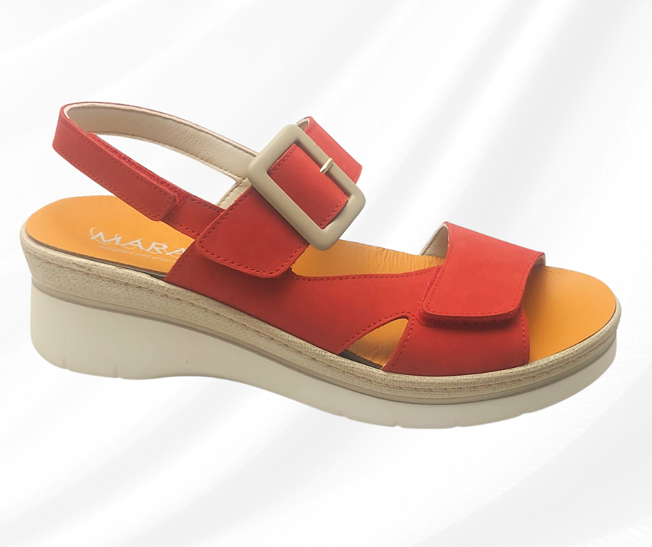 MARAL SHOES 364G ROSSO sandalo con doppio stretch a pianta larga