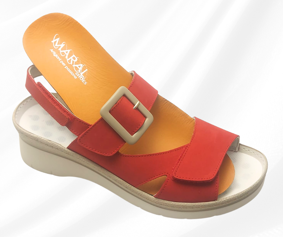 MARAL SHOES 364G ROSSO sandalo con doppio stretch a pianta larga