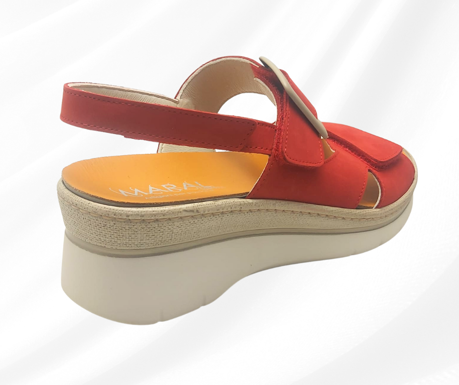 MARAL SHOES 364G ROSSO sandalo con doppio stretch a pianta larga
