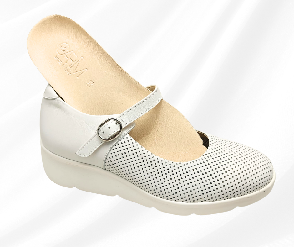 CARIM 4115 BIANCO scarpa molto comoda donna con cinturino predisposta per plantari