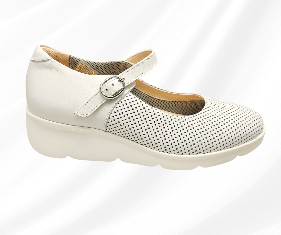 CARIM 4115 BIANCO scarpa molto comoda donna con cinturino predisposta per plantari