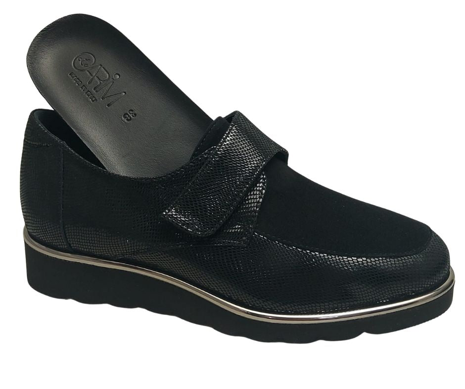 CARIM 4157 NERO scarpa molto comoda donna con stretch predisposta per plantari